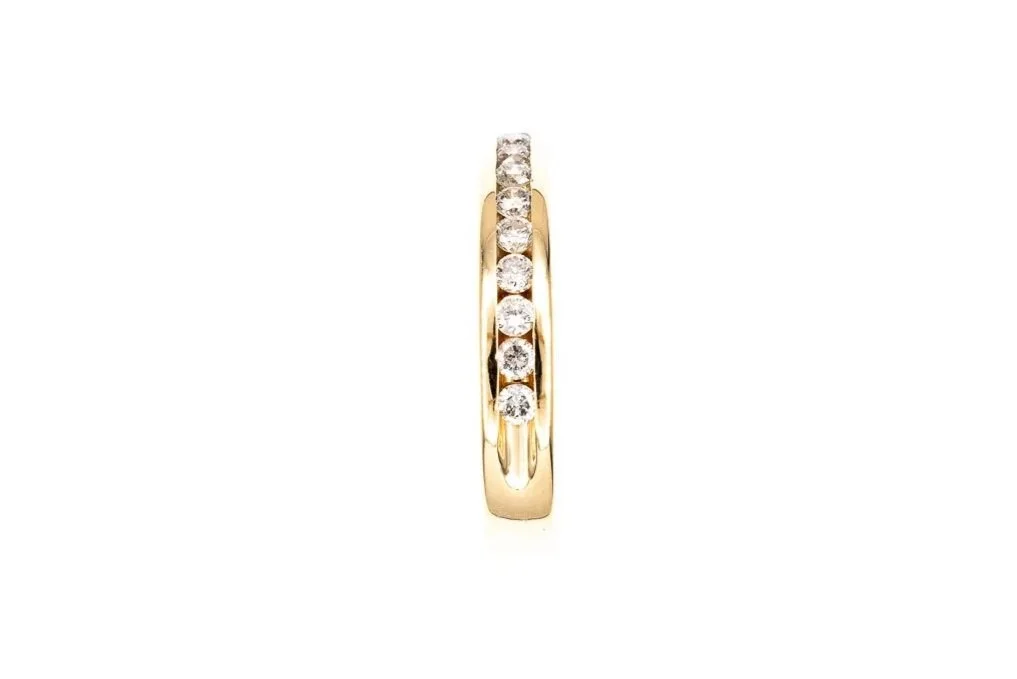 (S)Yellow Gold Round Brilliant Cut Diamond Ladies Band