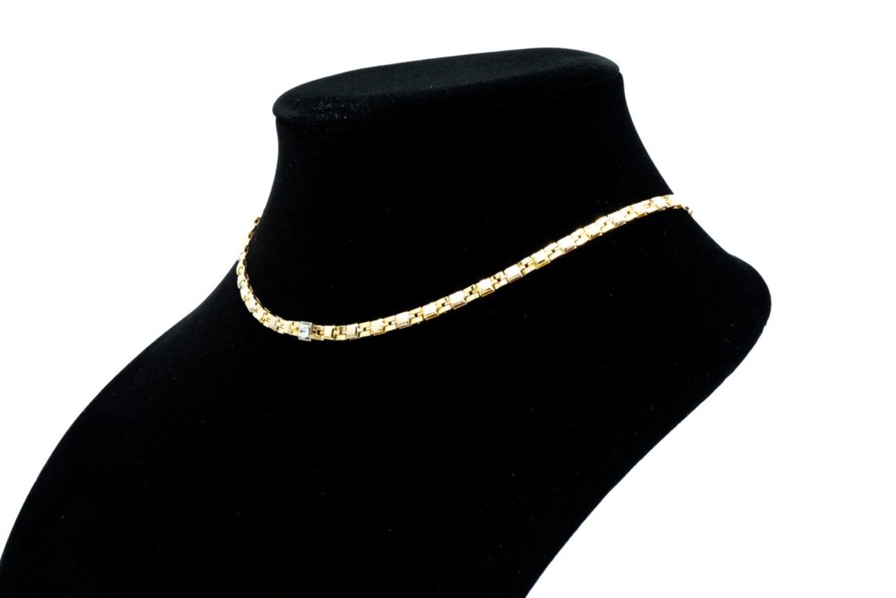 (S)White Yellow Gold Old European Cut Diamond Fancy Necklace