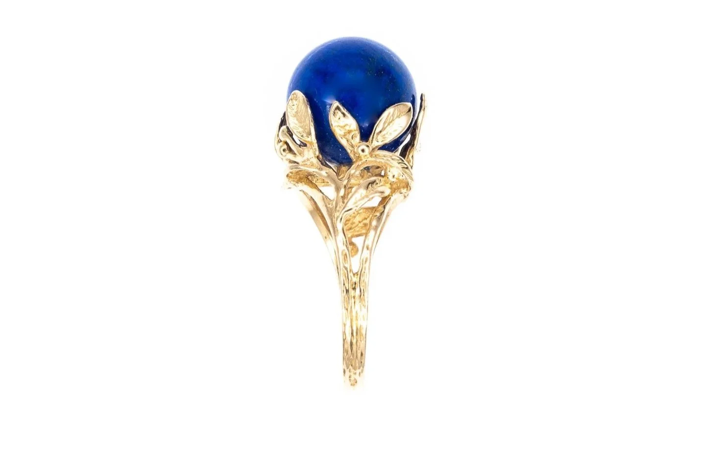 (S)Yellow Gold Solitaire Lapis Lazuli Gemstone Ring