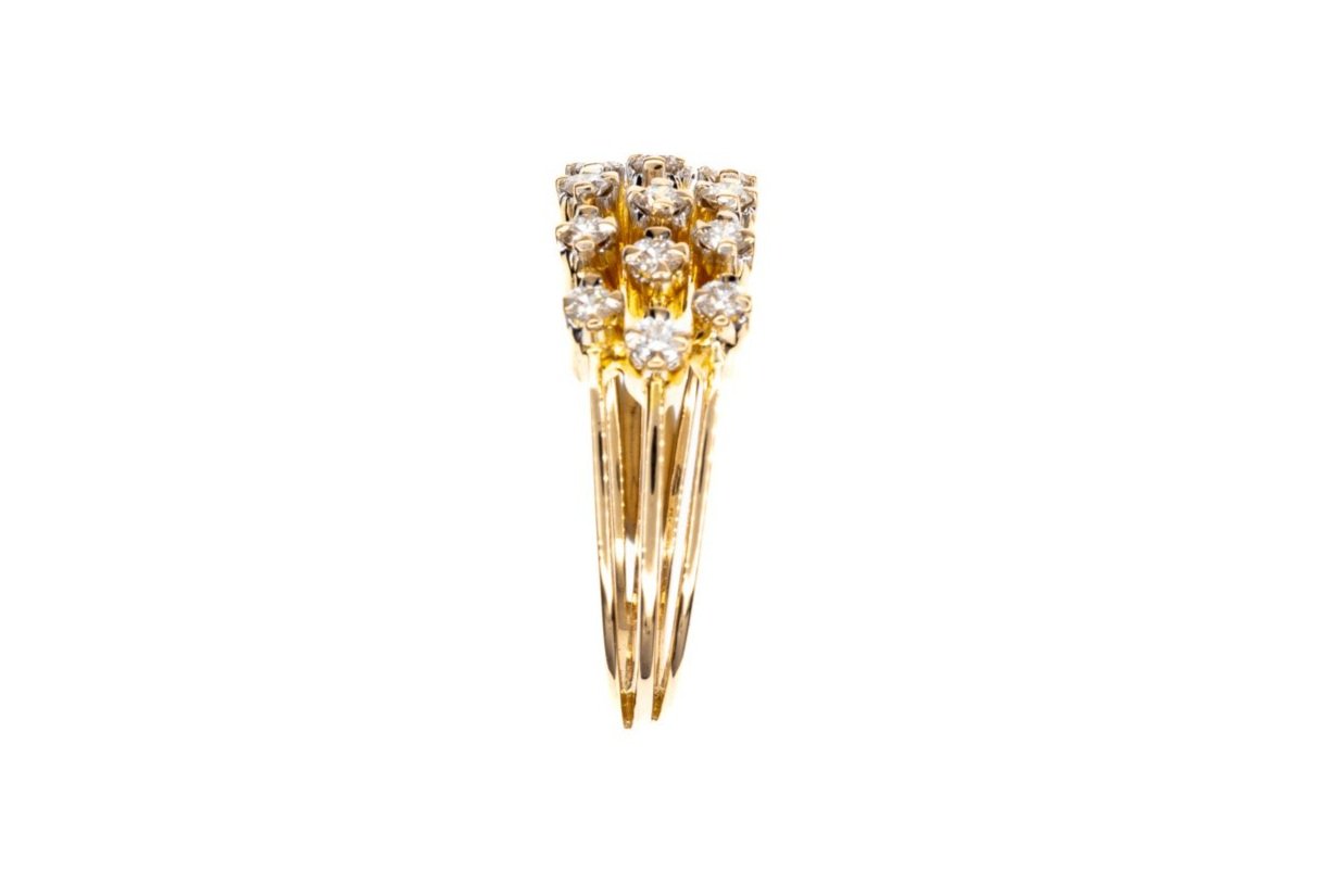 (S)Yellow Gold Round Brilliant Cut Multi Diamond Ring