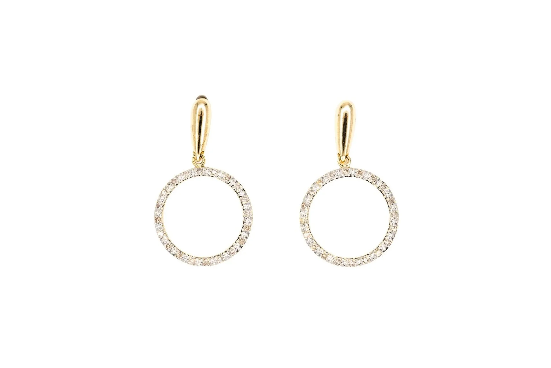 (T)Yellow Gold Single Cut Diamond Drop Dangle Stud Earrings