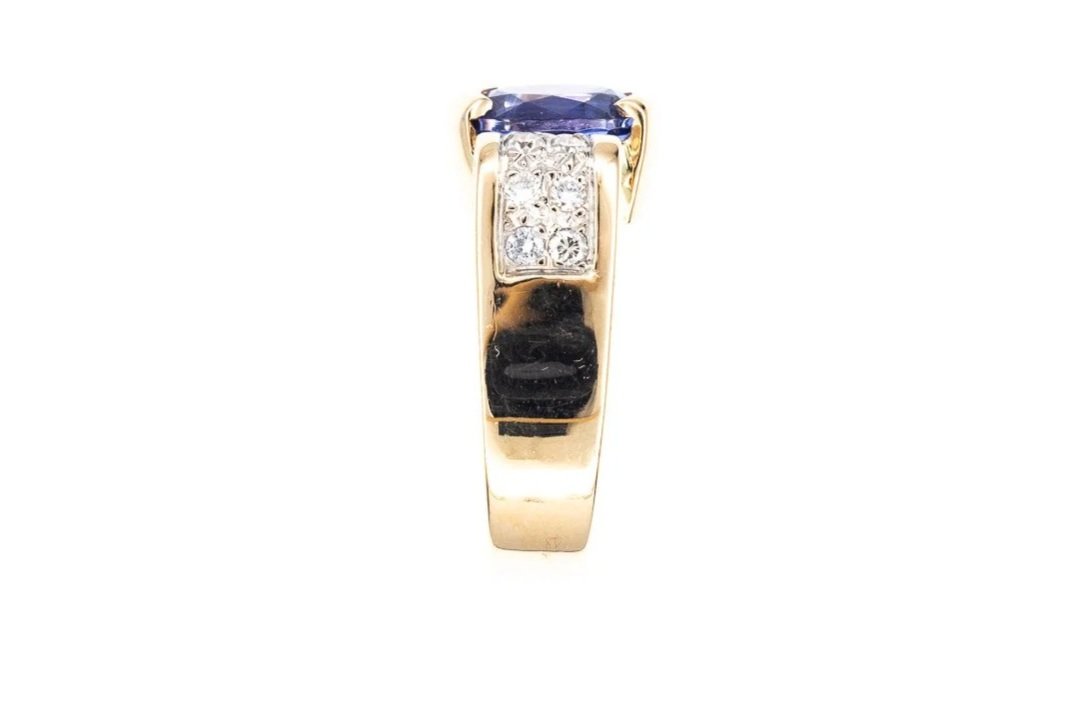 (S)White Yellow Gold Diamond Tanzanite Gemstone Ring