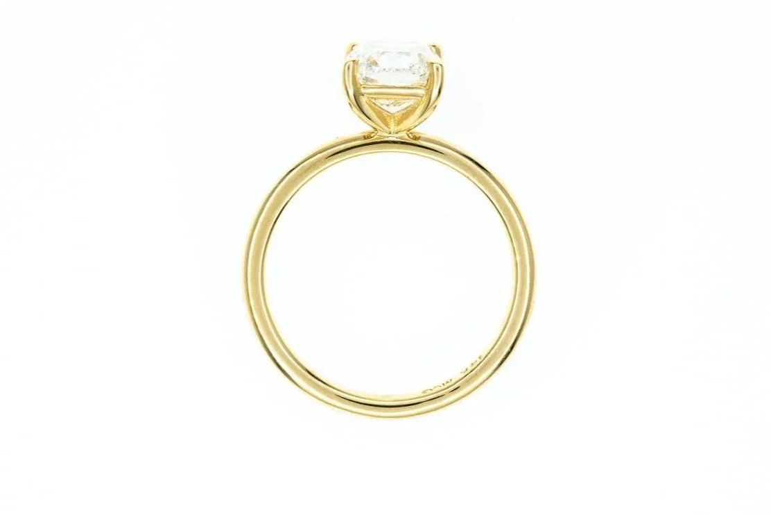 (F)Yellow Gold Solitaire Cushion Brilliant Cut Lab Grown Diamond Engagement Ring