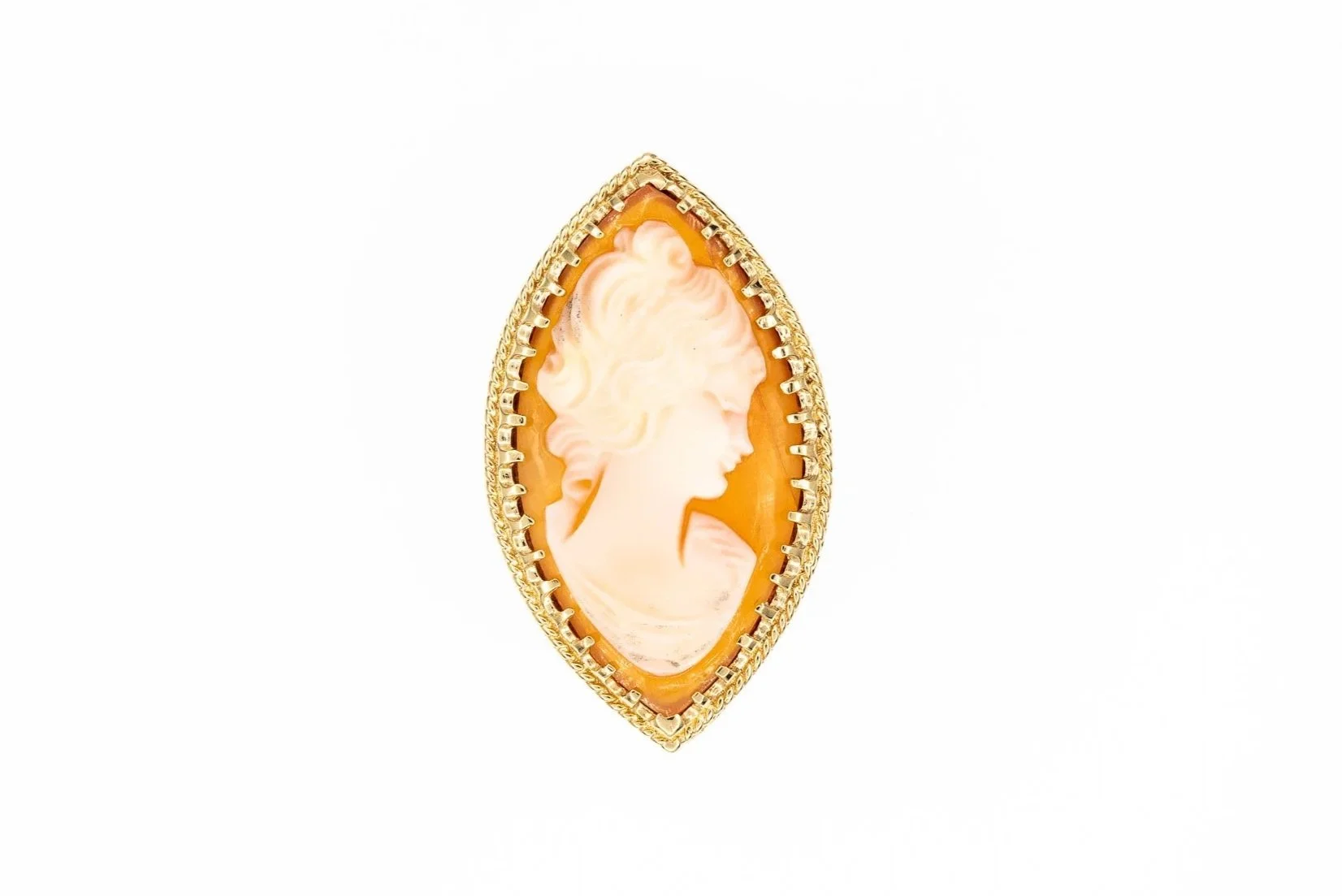 (T)Yellow Gold Solitaire Marquise Cameo Gemstone Ring