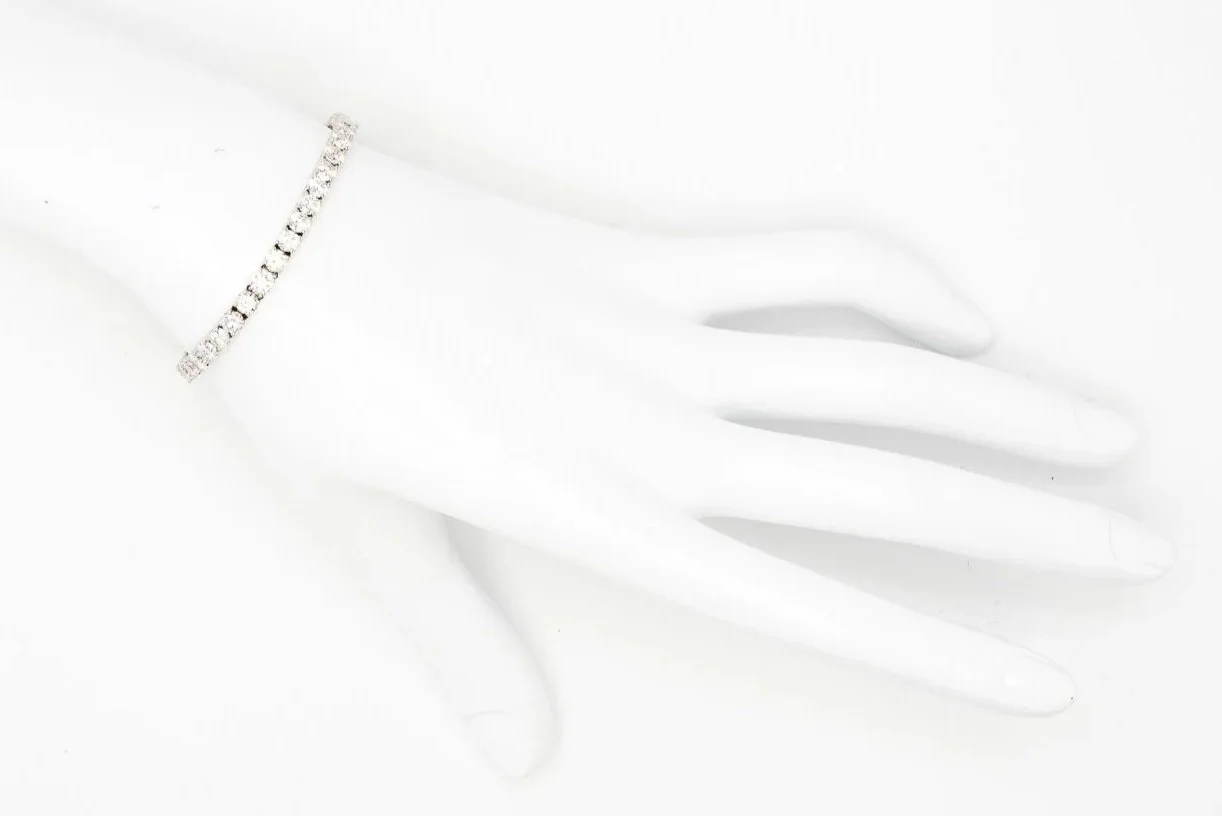 (H)White Gold Round Brilliant Cut Lab Grown Diamond Tennis Bracelet