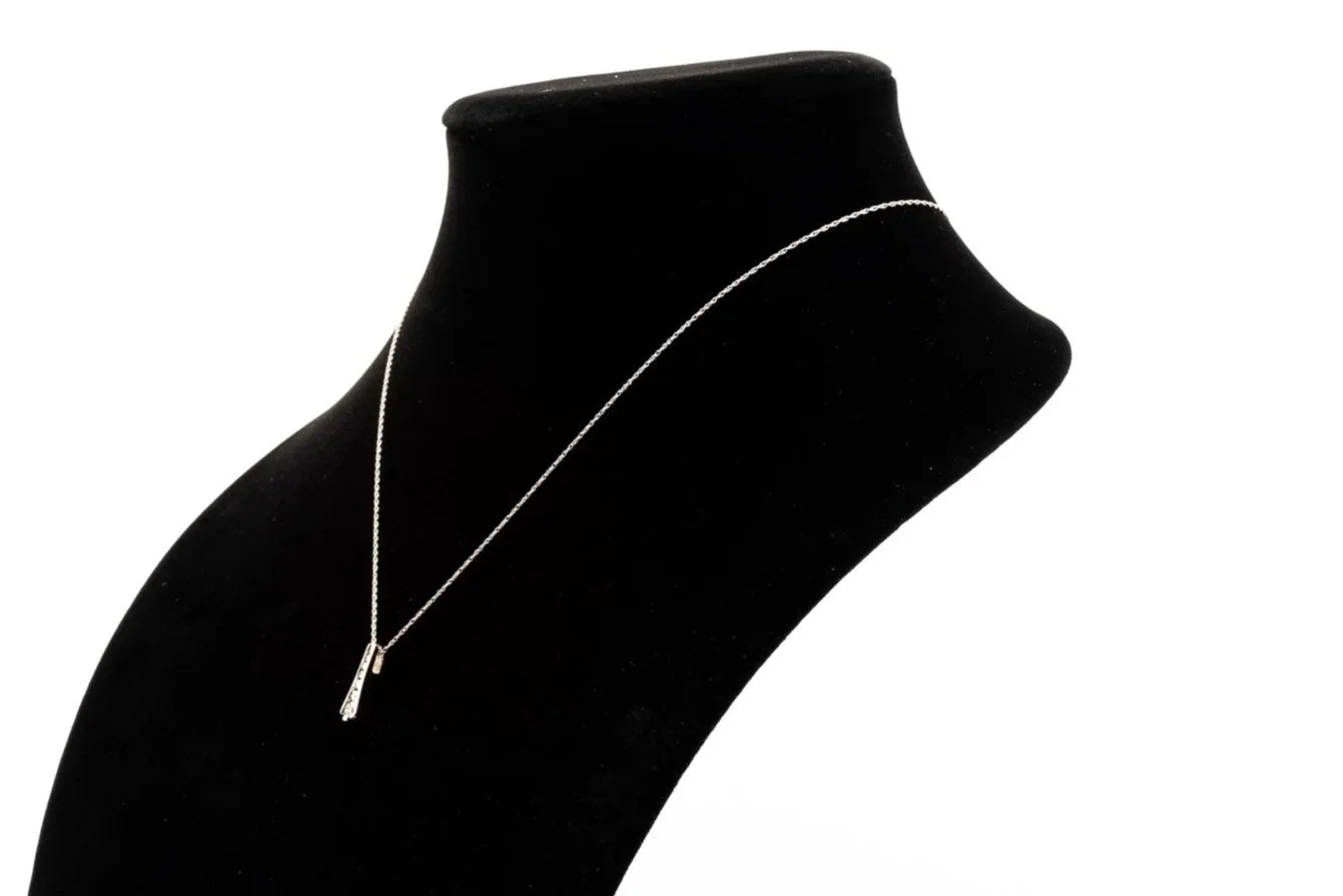 (S)White Gold Round Brilliant Cut Diamond Slider Pendant