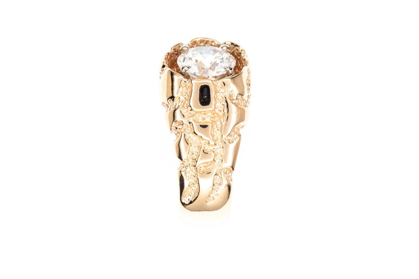 (S)Yellow Gold Solitaire Round Brilliant Cut Diamond Men's Band