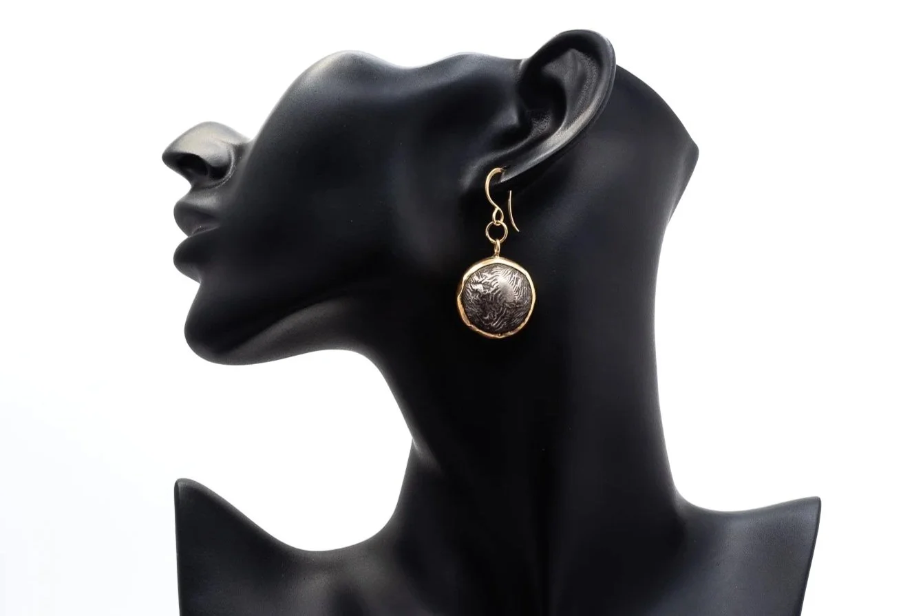 (S)Yellow Gold Oxidized Sterling Silver Drop Dangle Shepherd Hook Earrings