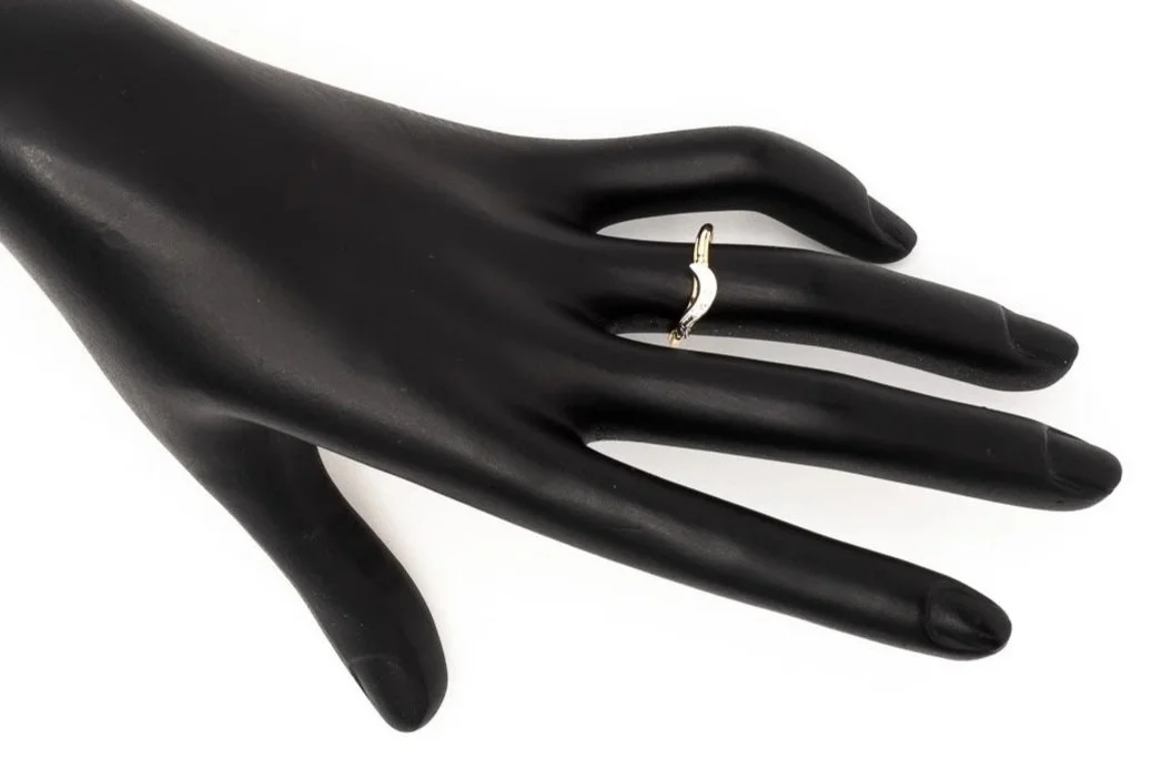 (H)Yellow Gold Single Cut Diamond Fitted Wedding Band