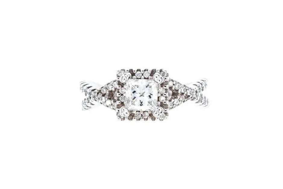 (T)White Gold Princess Cut Diamond Engagement Ring