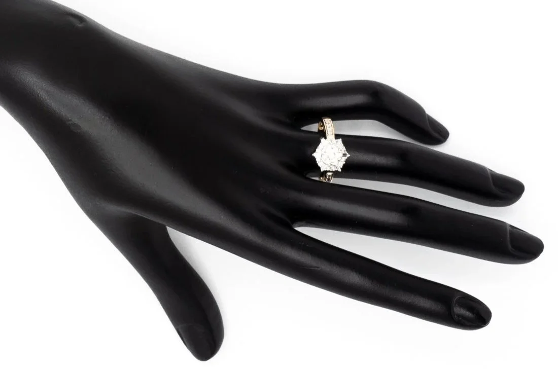 (H)White Yellow Gold Round Brilliant Baguette Cut Multi Diamond Ring