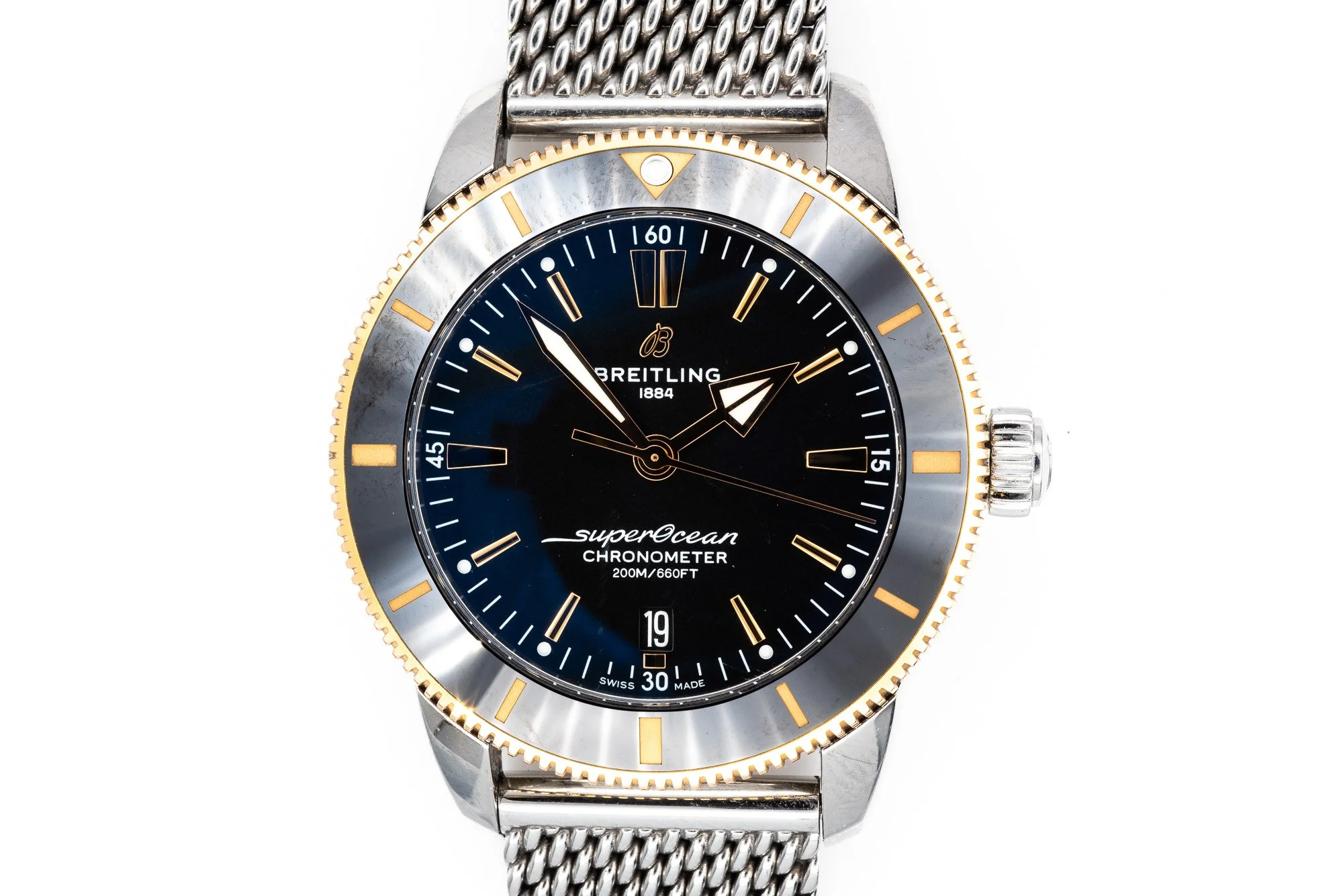 (T)44mm Stainless Steel Rose Gold SuperOcean Heritage II B20 Wristwatch