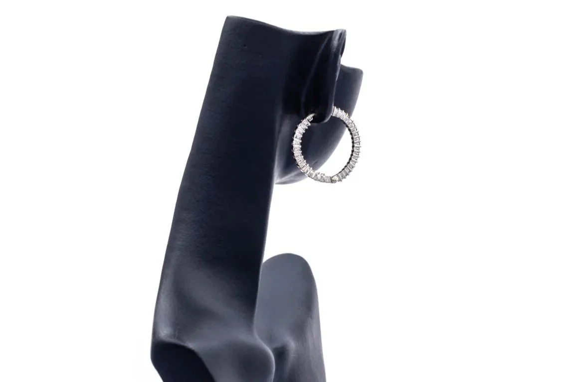 (B)Christopher Sommers Diamond White Gold Hoop Earrings