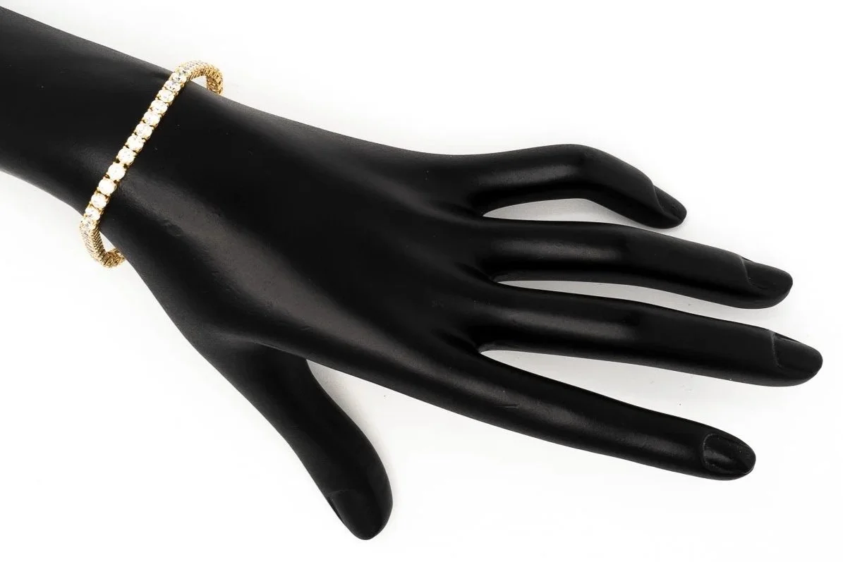 (H)Yellow Gold Round Brilliant Cut Lab Grown Diamond Tennis Bracelet