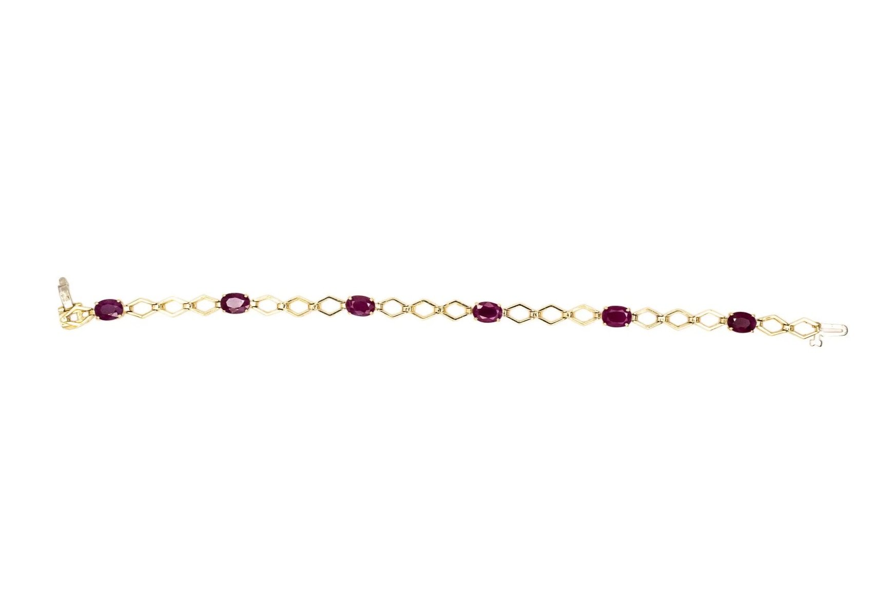 (T)Yellow Gold Ruby Fancy Link Bracelet