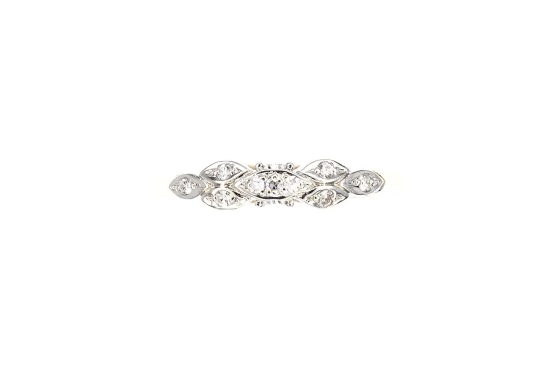 (T)Yellow White Gold Single Cut Diamond Ladies Band