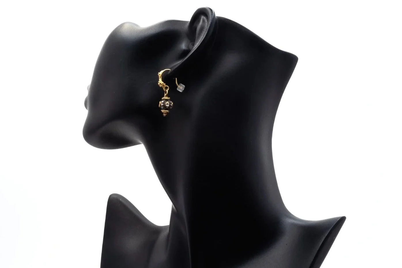 (B)Yellow Gold Sterling Silver Diamond White Sapphire Drop Dangle Shepherd Hook Earrings