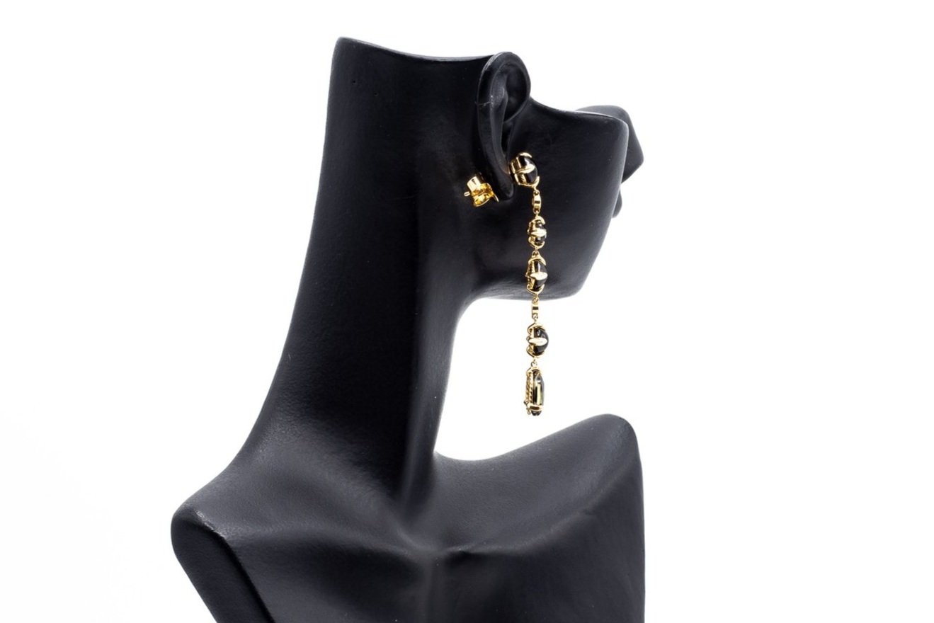 (B)Yellow Gold Black Onyx Hematite Lemon Quartz Doublet David Yurman Stud Earrings
