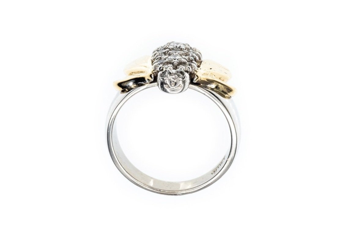 (F)White Yellow Gold Round Brilliant Cut Multi Diamond Ring