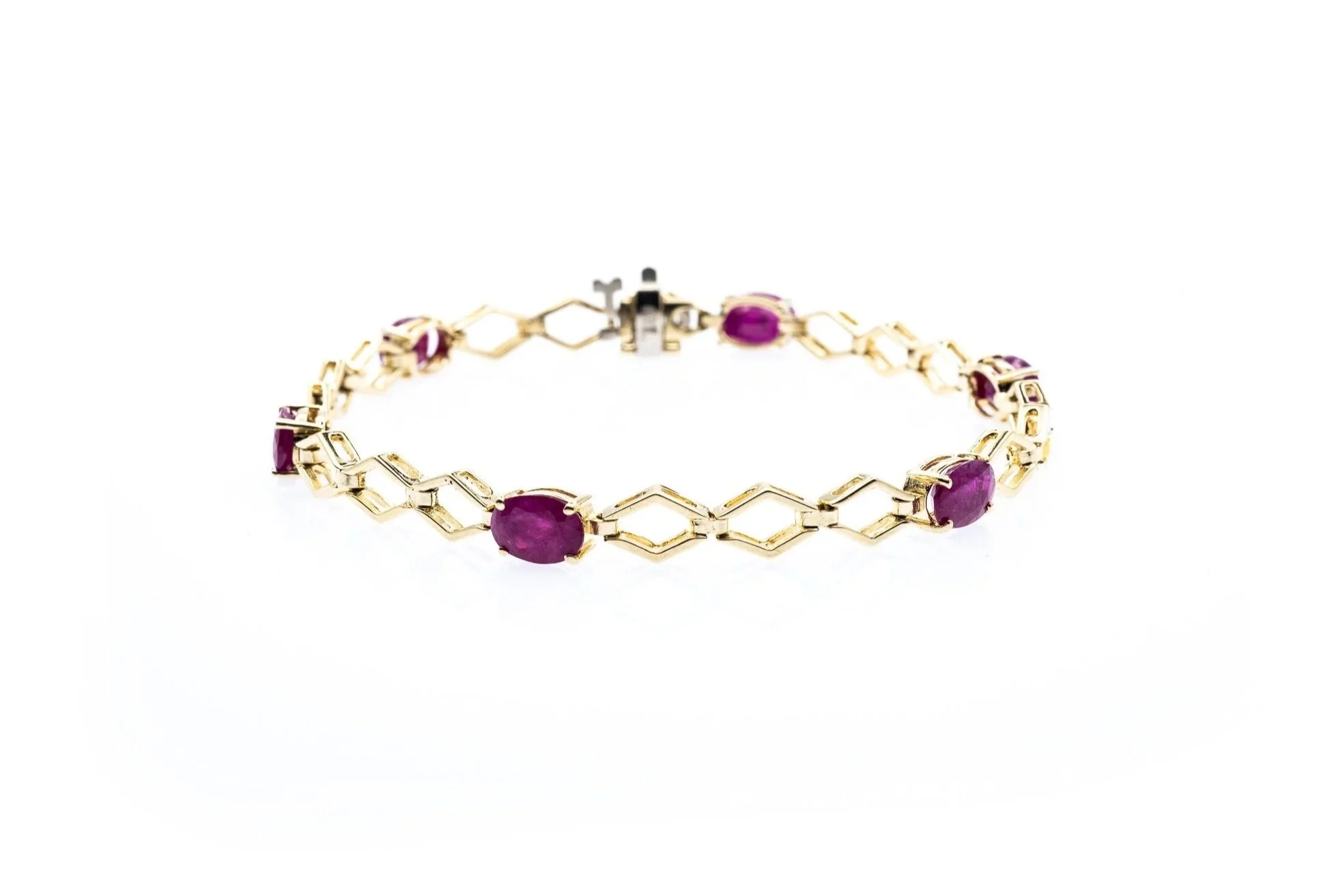 (F)Yellow Gold Ruby Fancy Link Bracelet