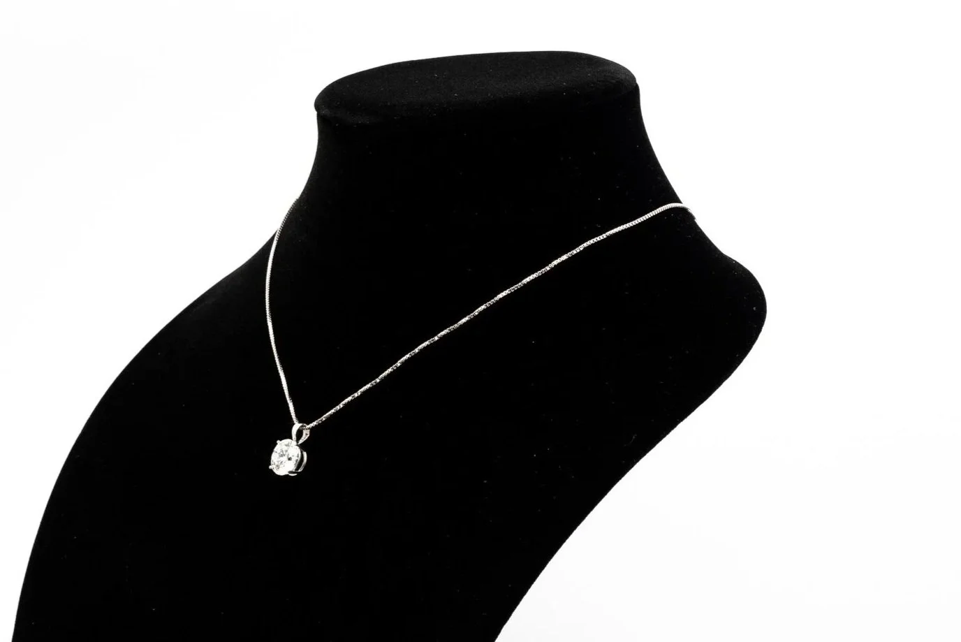 (S)White Gold Solitaire Round Brilliant Cut Lab Grown Diamond Pendant