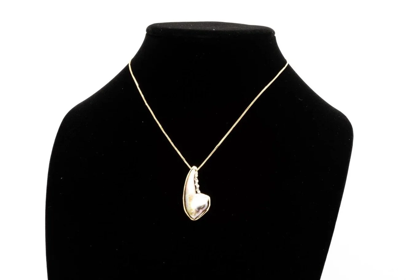 (F)Yellow White Gold Diamond Freshwater Cultured Pearl Slider Pendant