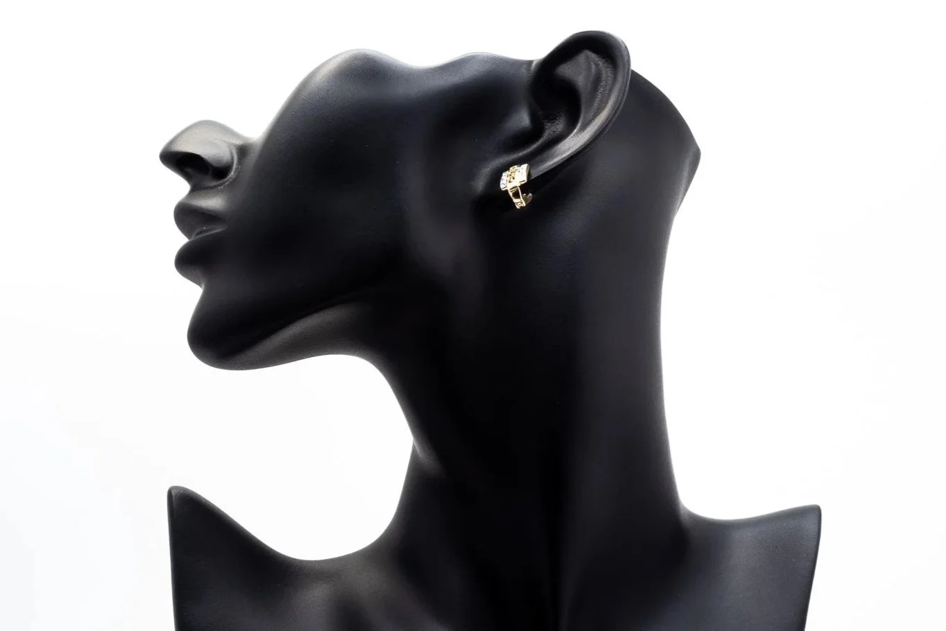 (S)Yellow Gold Cubic Zirconia Lever Back Huggie Earrings