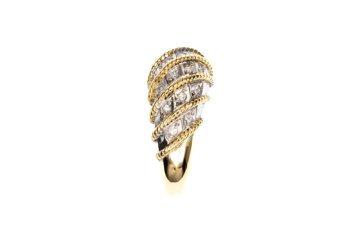 (S)Yellow Gold Single Cut Multi Diamond Ring