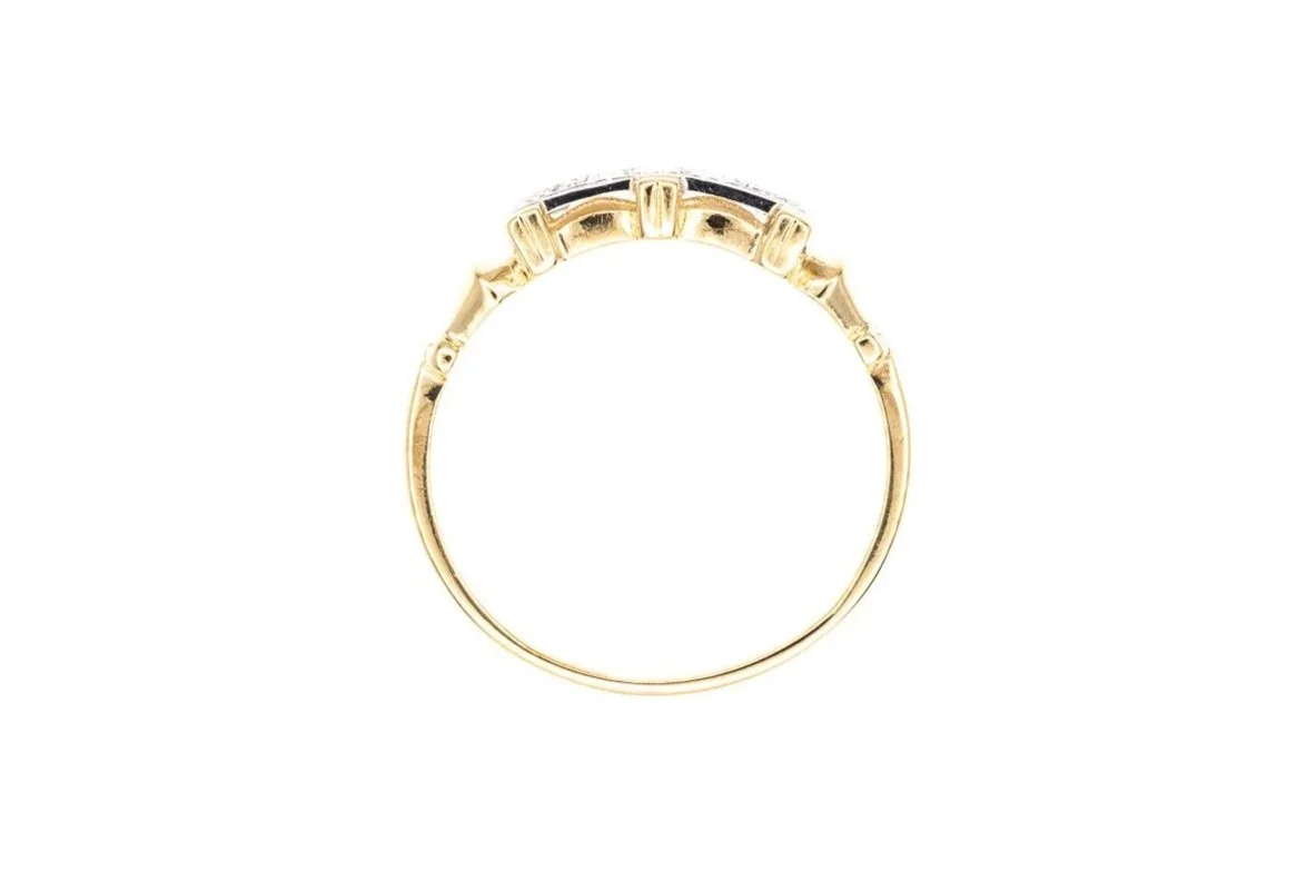 (F)Yellow White Gold Old European Cut Diamond Ladies Band