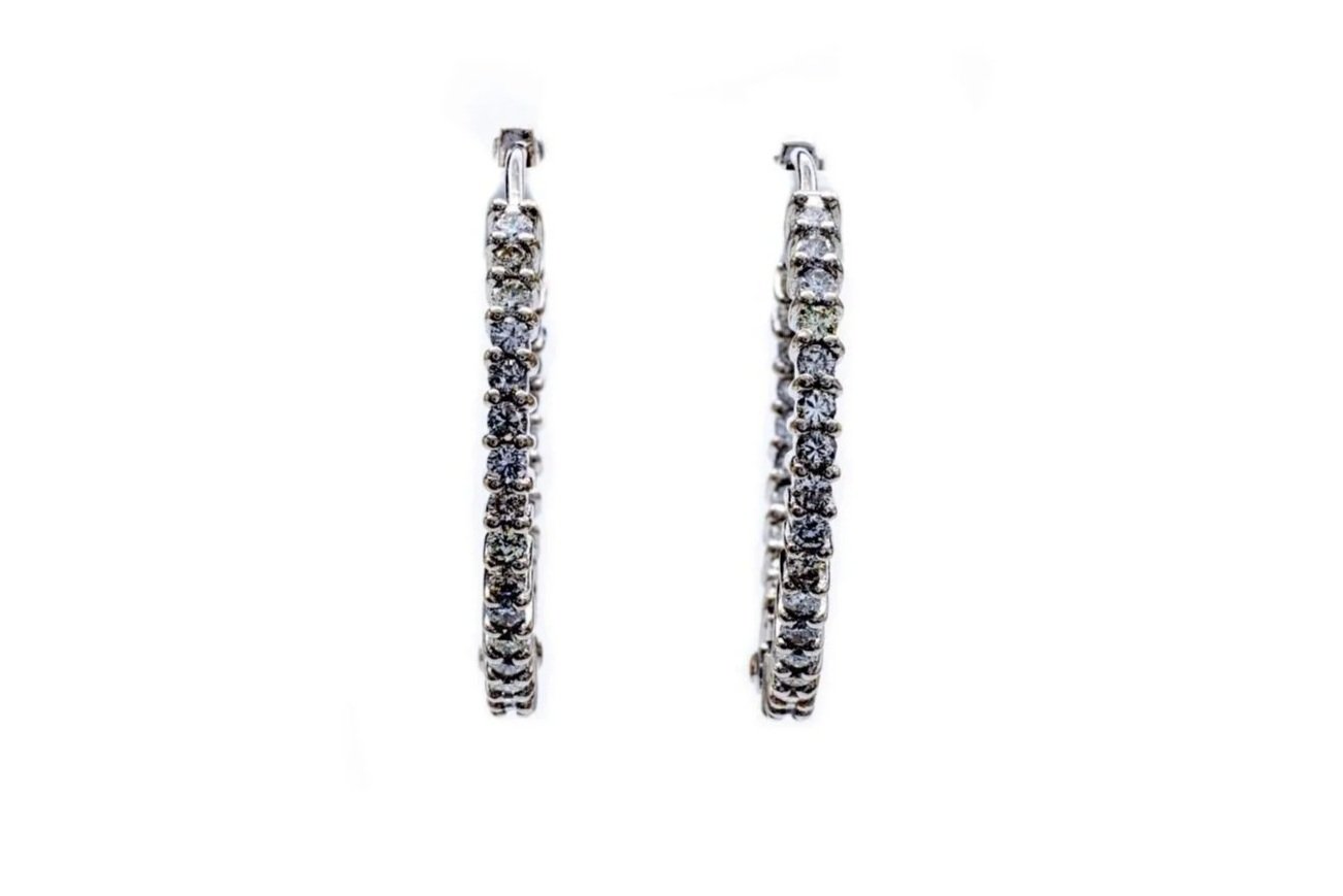 (T)Christopher Sommers Diamond White Gold Hoop Earrings