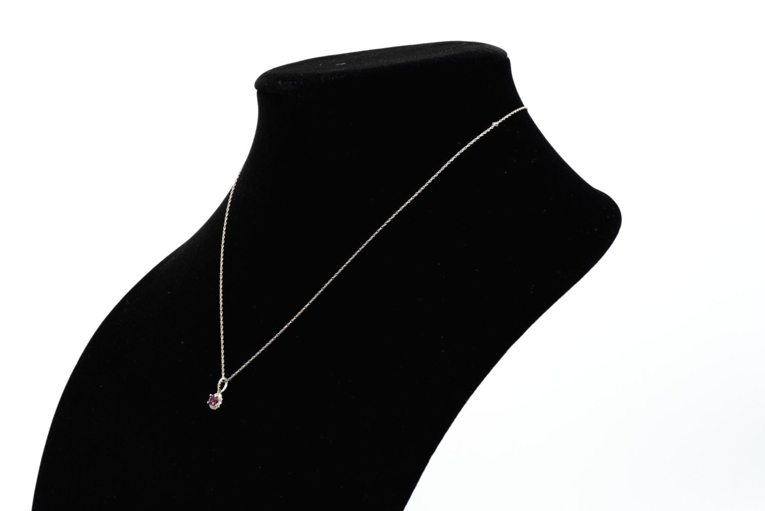 (S)White Gold Diamond Ruby Drop Dangle Pendant