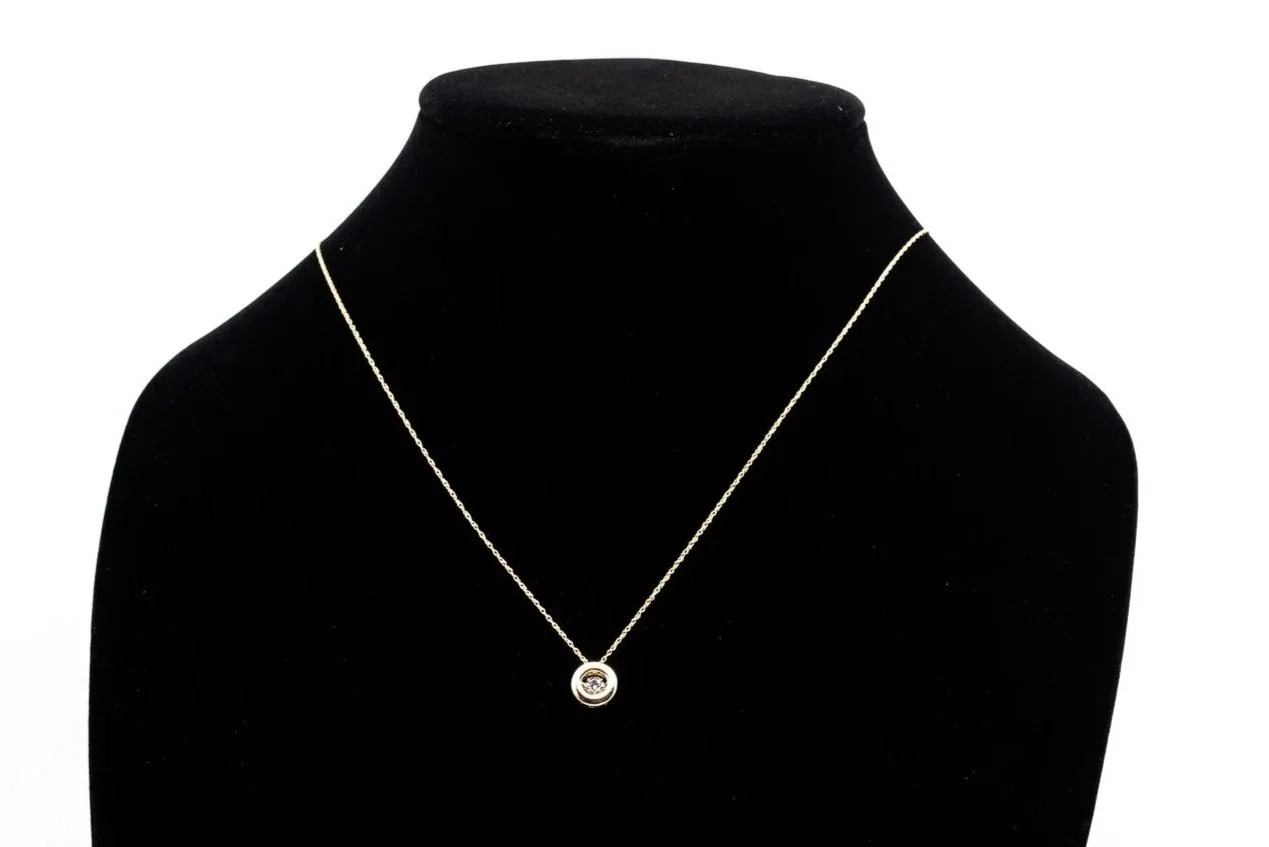 (F)Yellow White Gold Solitaire Diamond Slider Pendant