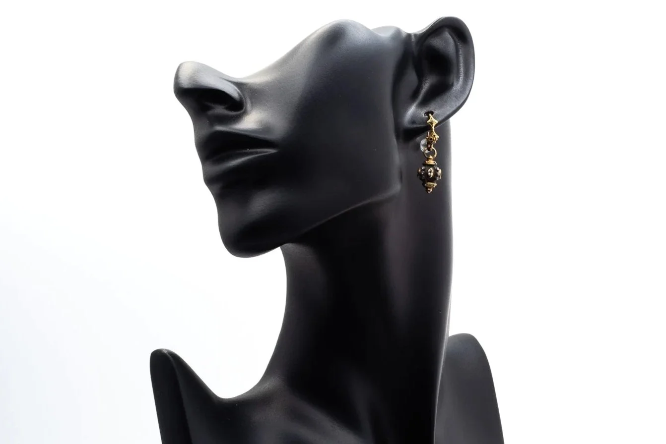 (F)Yellow Gold Sterling Silver Diamond White Sapphire Drop Dangle Shepherd Hook Earrings