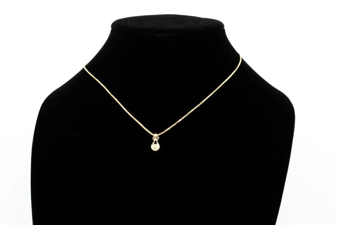 (F)Yellow Gold Diamond Drop Slider Pendant