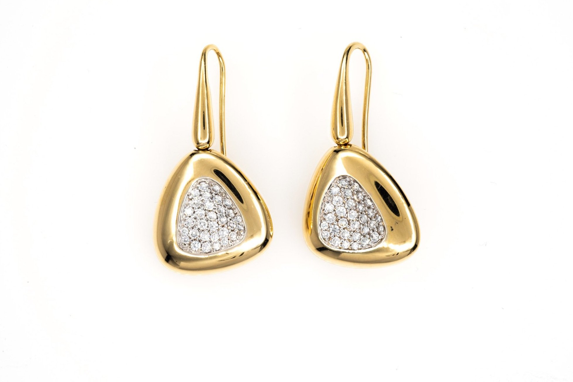 (T)Yellow Gold Diamond Ruby Roberto Coin Designer Drop Dangle Shepherd Hook Earrings