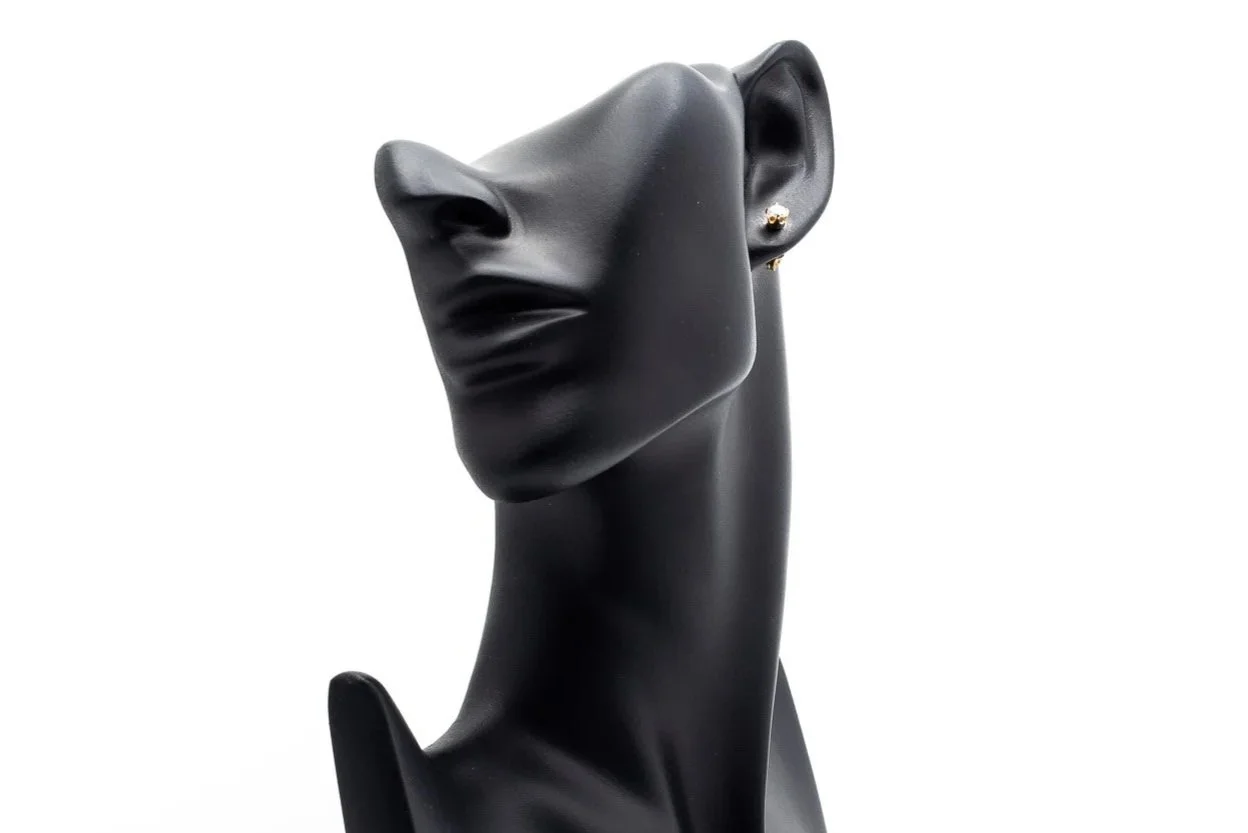 (F)Yellow Gold Solitaire Round Brilliant Cut Diamond Stud Earrings