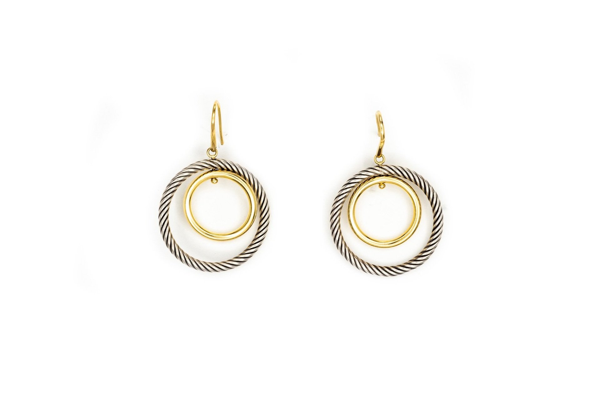 (T)Sterling Silver Yellow Gold David Yurman Drop Dangle Shepherd Hook Earrings