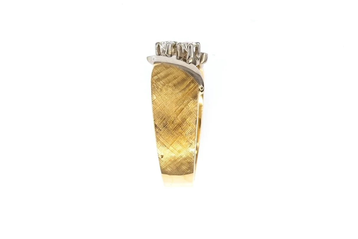 (S)White Gold Yellow Florentine Gold Diamond Ring