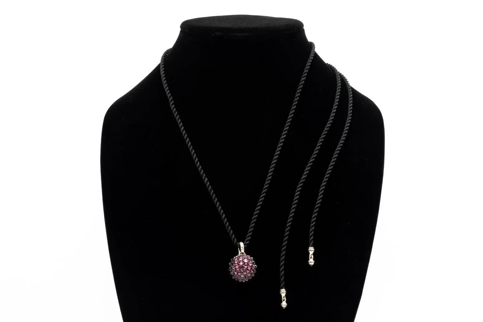 (F)Sterling Silver Rhodolite Garnet David Yurman Designer Pendant