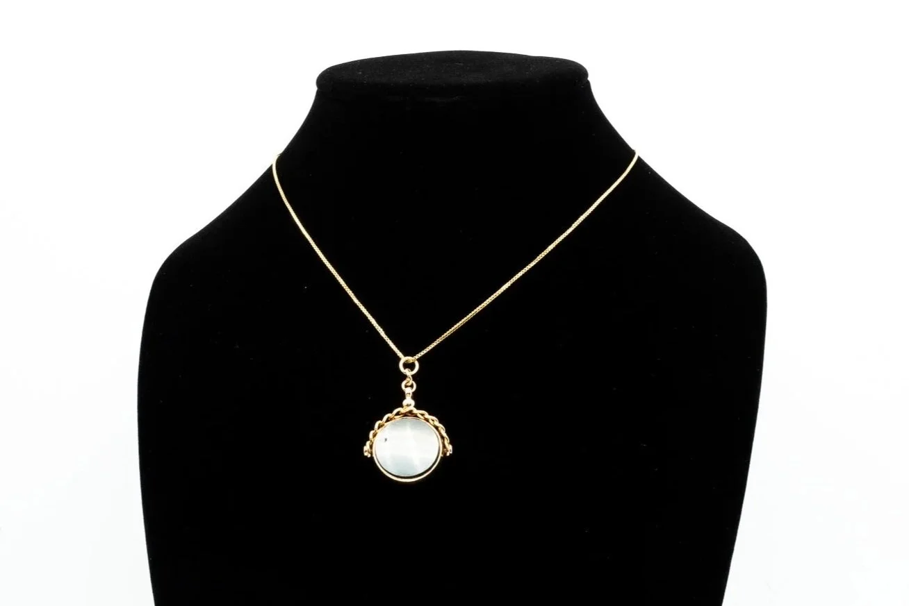 (F)Yellow Gold Carnelian Bloodstone Double Sided Seal Pendant