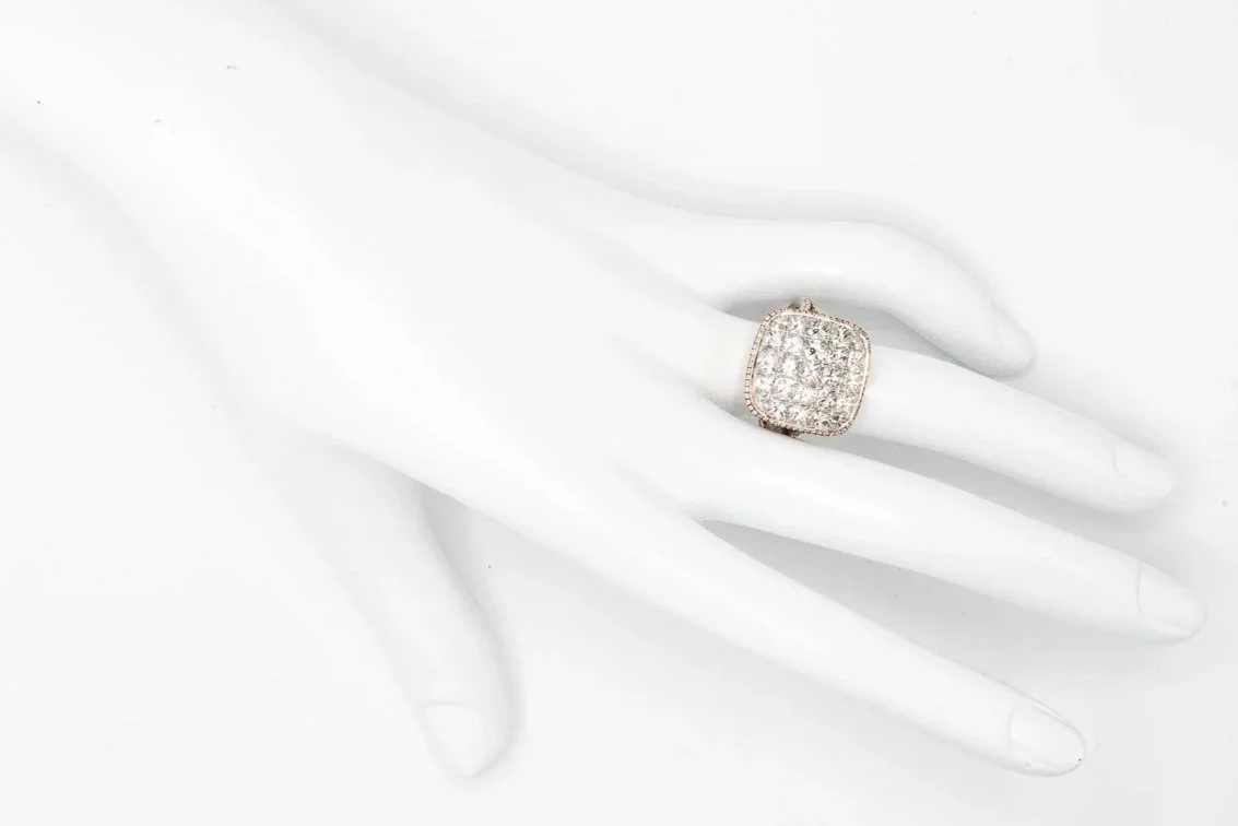 (H)White Rose Gold Princess Triangular Cut Diamond Simon G Designer Ring