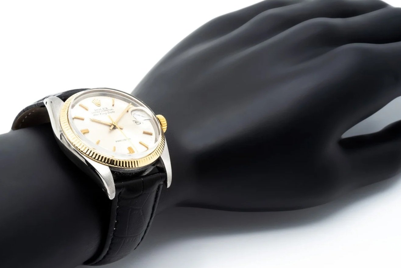 (W)34mm Yellow Gold Stainless Steel Rolex Oyster Perpetual Air-King Date Wristwatch