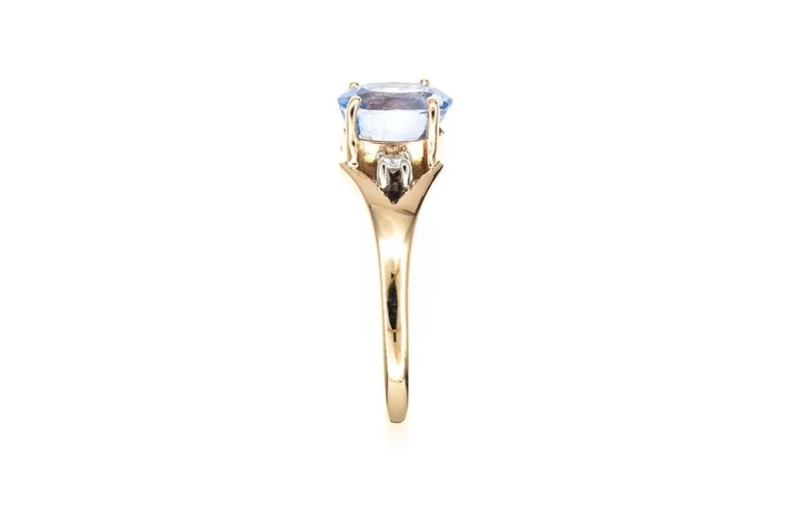 (S)White Yellow Gold Diamond Sapphire Gemstone Ring