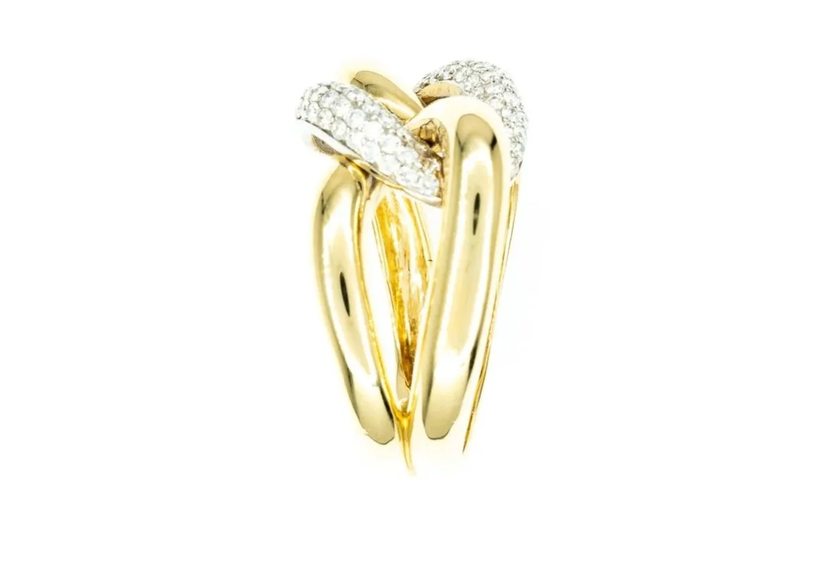 (S)White Yellow Gold Round Brilliant Cut Diamond Simon G Designer Ring