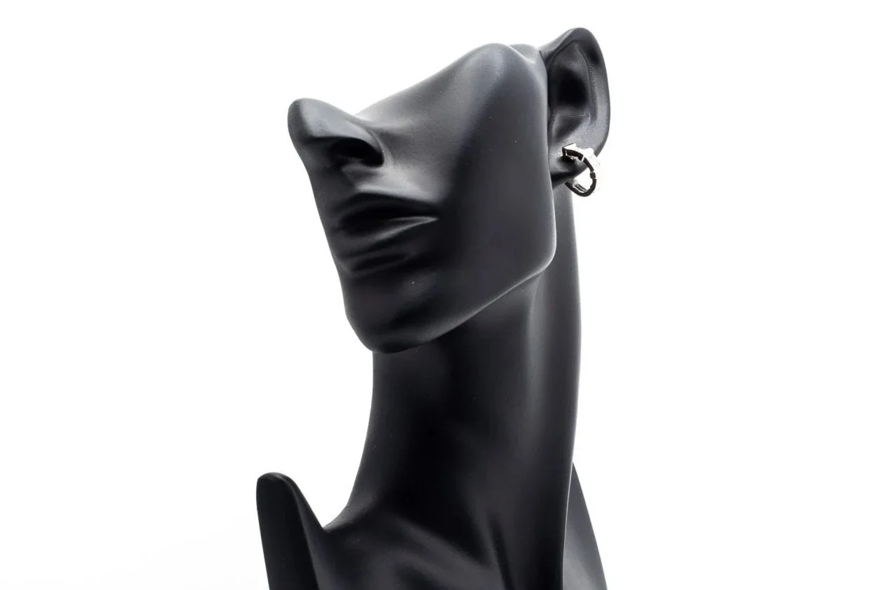 (F)White Yellow Gold Princess Cut Diamond Hoop Stud Earrings