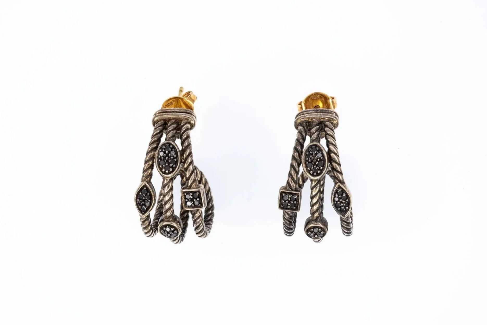 (T)Sterling Silver Yellow Gold David Yurman J Hoop Earrings