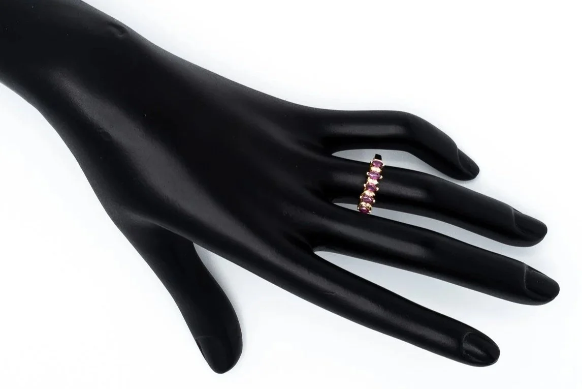 (H)Yellow Gold Diamond Pink Sapphire Gemstone Ring