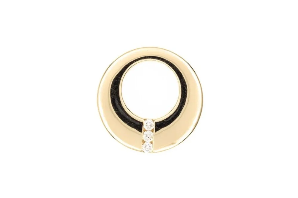 (T)Yellow Gold Round Brilliant Cut Diamond Circle Slider Pendant