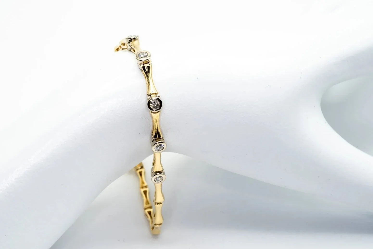 (W)White Yellow Gold Round Brilliant Cut Diamond Tennis Bracelet