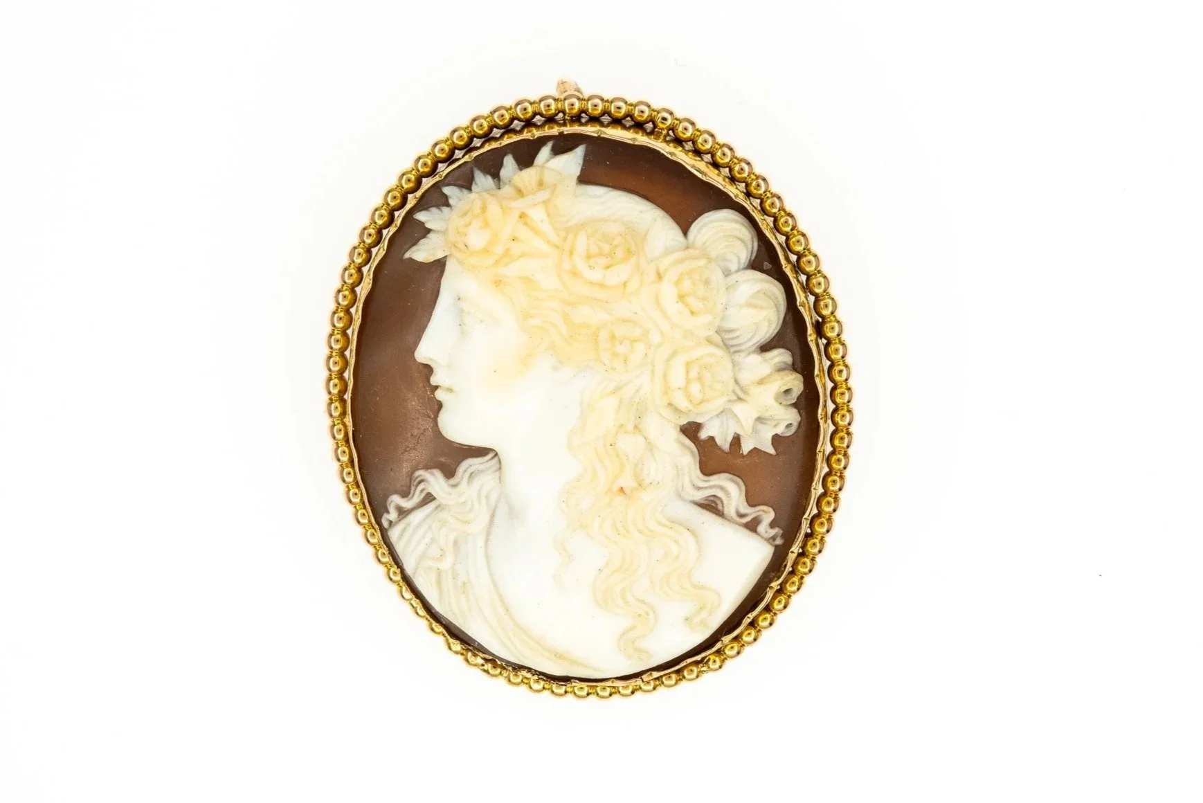 (T)Yellow Gold Cameo Pendant Brooch